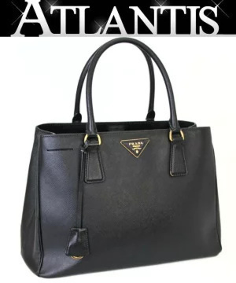 Prada Triangle Tote Tessuto Saffiano Bag Handbag Saffiano Leather Black